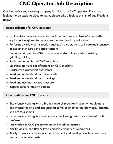 cnc machine operator programmer job description|cnc operator roles and responsibilities.